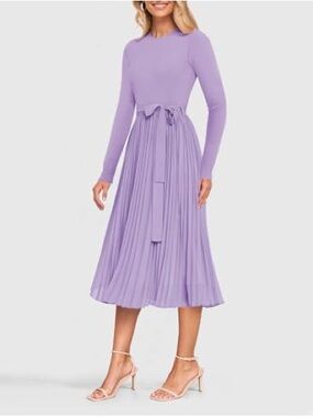 NWT- Zesica Purple Long Sleeve MIDI Dress